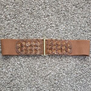 Express Brown Belt with Gold Accents